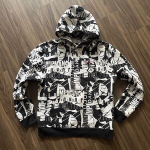 Jordan Heavyweight Black & White All Over Jumpman Print Graffiti Hoodie